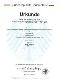 Urkunde Gebrauchsmusterschutz