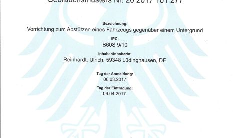 Urkunde Gebrauchsmusterschutz