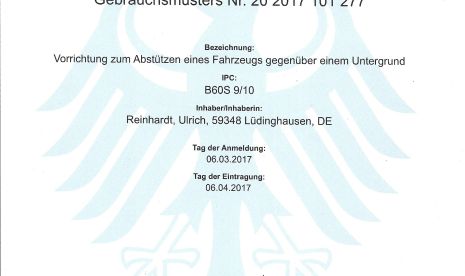 Urkunde Gebrauchsmusterschutz