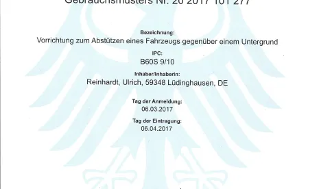 Urkunde Gebrauchsmusterschutz